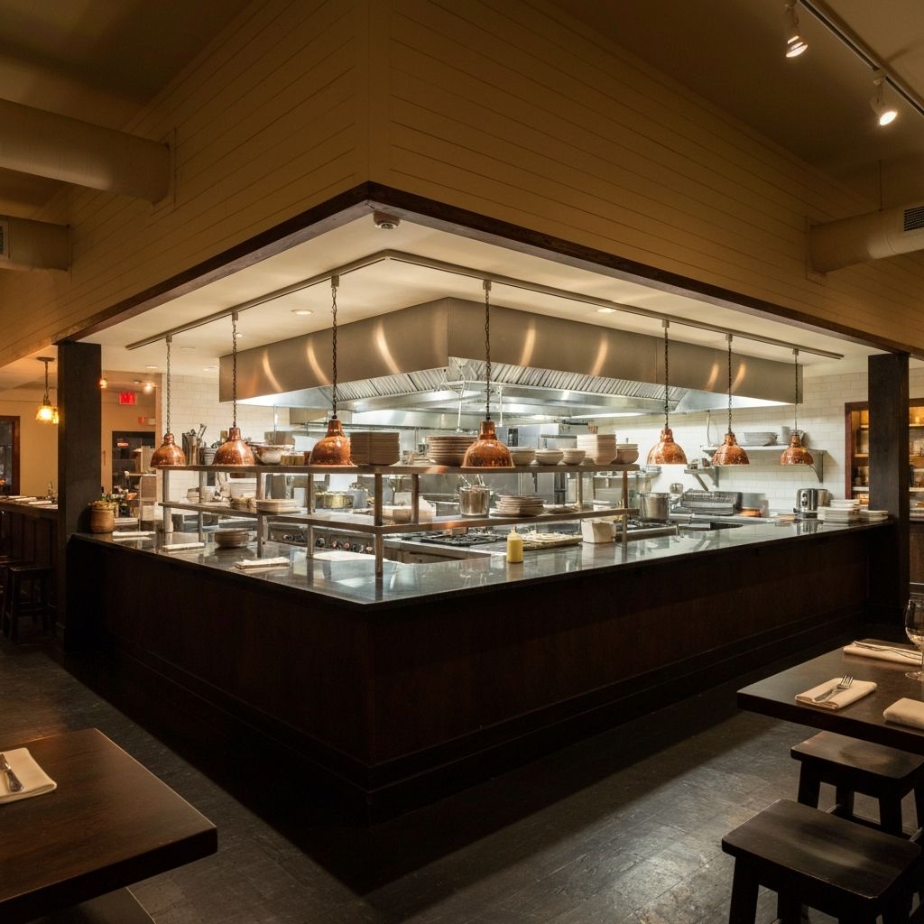 Open kitchen with chefs at work