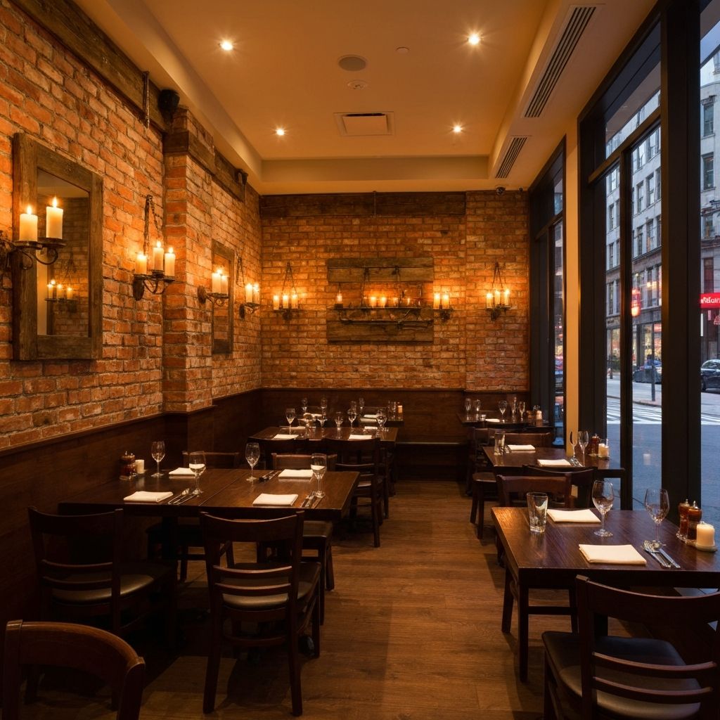 Warm, intimate restaurant interior